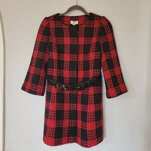 NWT Ann Taylor Loft Black &‎ Red Plaid Belted Jacket 2P